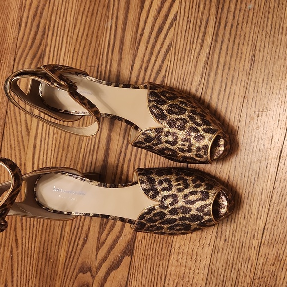 Kate Spade Metalic Copper Animal Print Block Heel Shoes NEW 9.5 - Picture 2 of 12